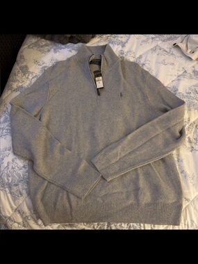NWT Polo Ralph Lauren Grey Heather Quarter Zip Sweater – Men’s XL
